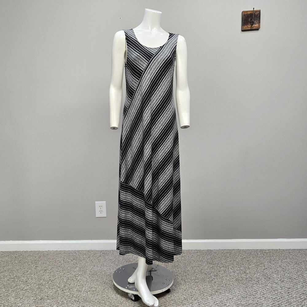 Chalet et Ceci Midi‎ Dress Small Stripe Bamboo Blend Lagenlook Minimalist Artsy